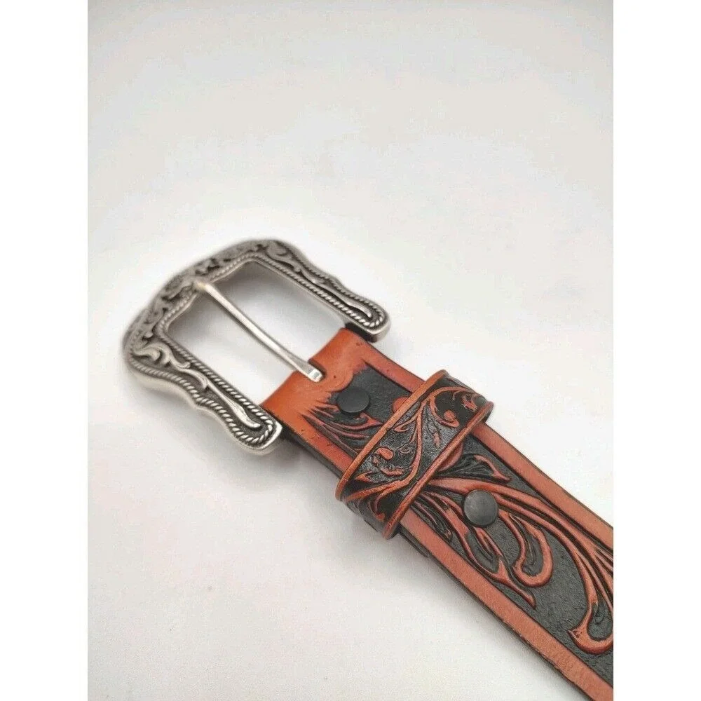 Tony Lama Kids Youth brown tooled‎ Westerly Ride Belts C60214 size 26